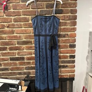 BCBGMaxAzria Navy and Black Floral Midi Dress